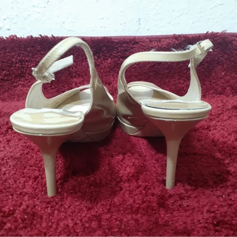 Jimmy Choo Ayan Patent Leather Nude Sling Back Open Toe Pumps size : 8 - Picture 5 of 5